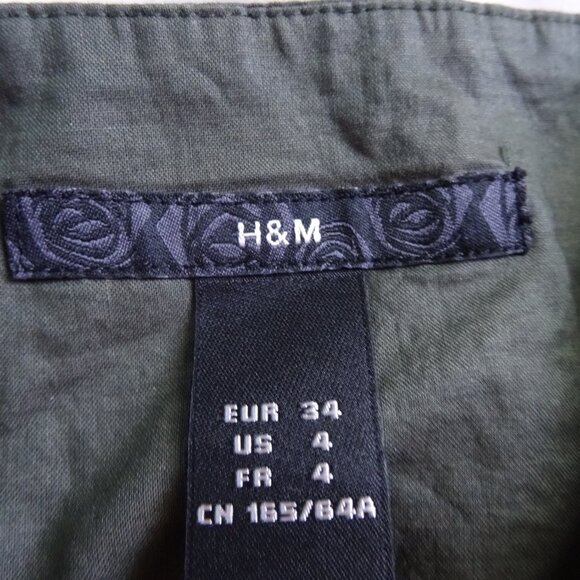 vintage H&M button army green size 4 skirt with belt - Picture 4 of 6
